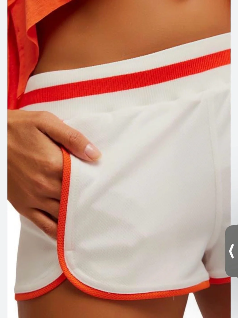 FREE PEOPLE MOVEMENT White and Orange Trim Women’s Athletic Shorts, Sz Med - Picture 4 of 6